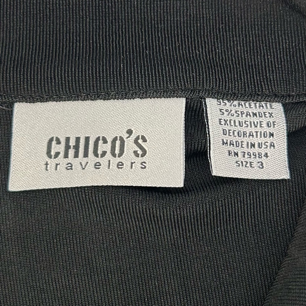 Chicos Traveler/ black button down top/ Size 3 - Picture 8 of 9